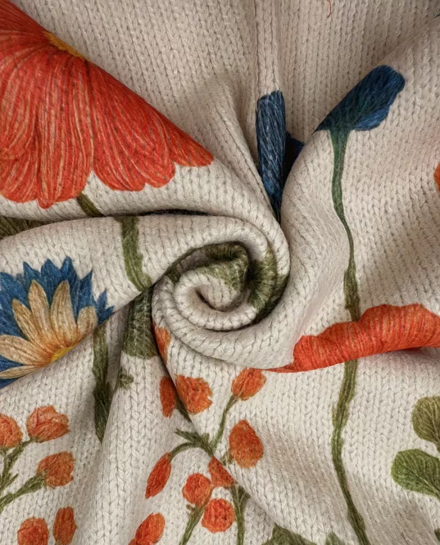 Ilaria | Cardigan con Zip Motivo Prato Fiorito