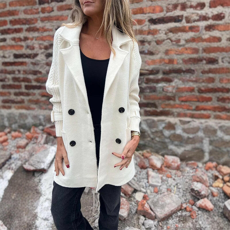 Rosanna | Cappotto Doppiopetto con Maniche in Maglia