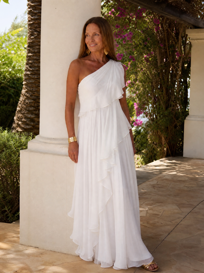 Talia | Abito Maxi con Balze a Cascata