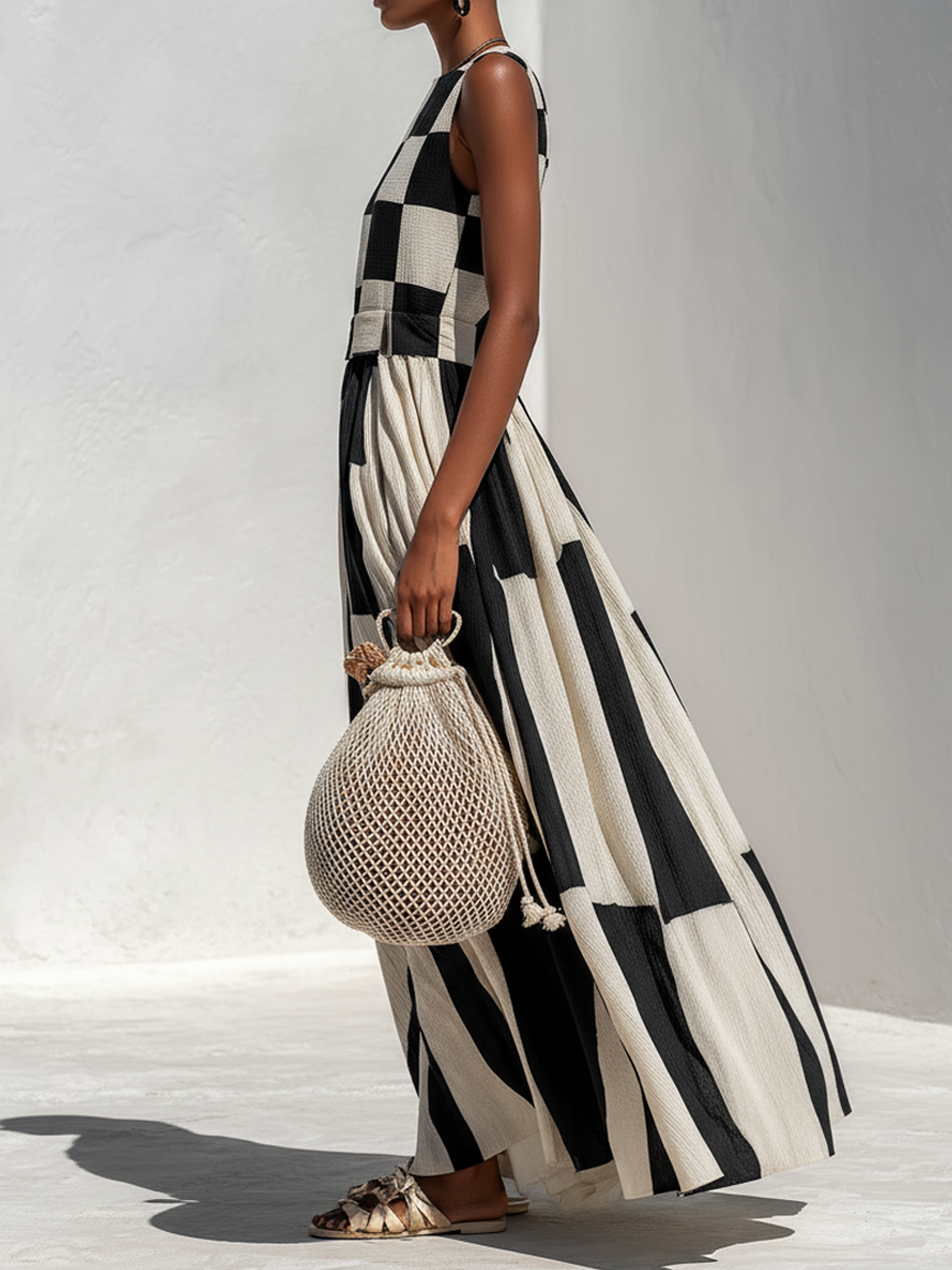Elisa | Maxi Vestido Bicolor Patchwork