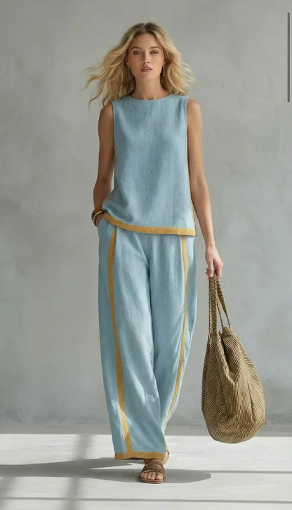 Ursula | Completo Gilet e Pantaloni Chic-Casual con Finiture Bicolore