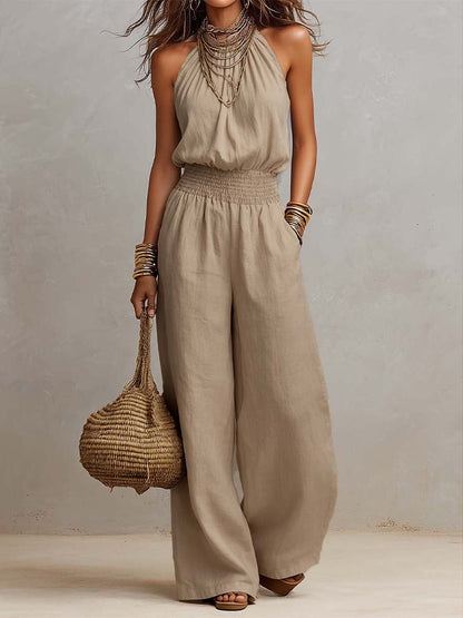 Federica | Tuta con Collo Halter e Pantalone Ampio