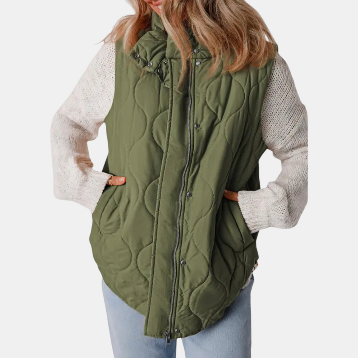 Manuela | Gilet Trapuntato con Zip e Bottoni