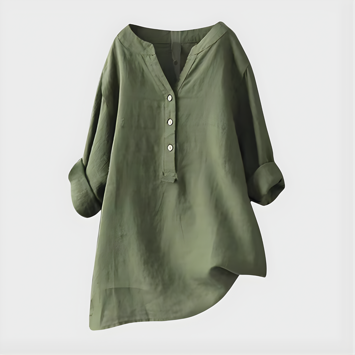 Chiara | Blusa Elegante in Cotone-Lino con Scollo a V