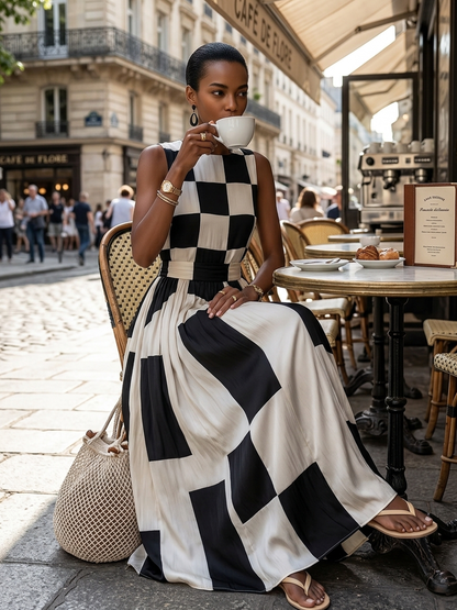 Elisa | Maxi Vestido Bicolor Patchwork