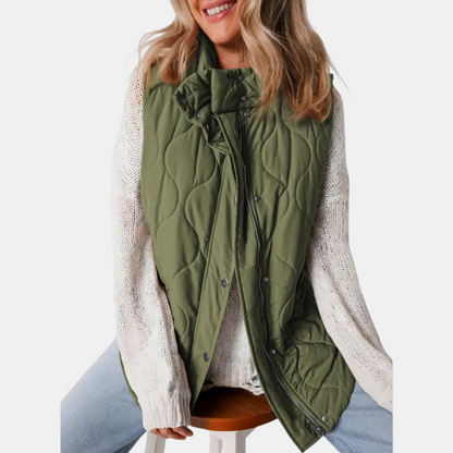 Manuela | Gilet Trapuntato con Zip e Bottoni