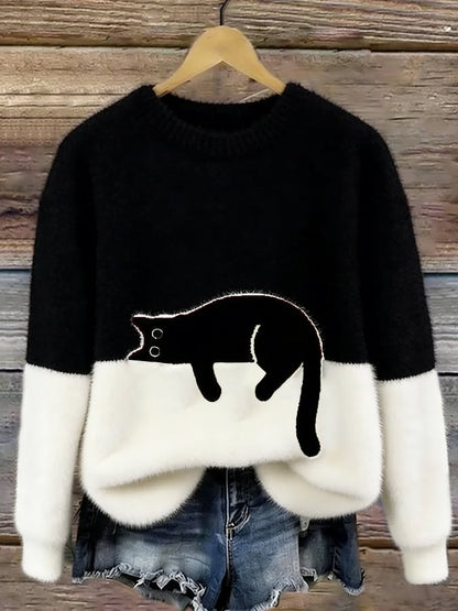 Cristina | Maglione Oversize Elegante con Gatto