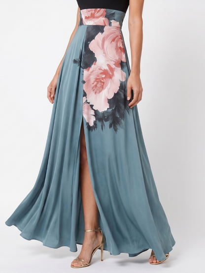 Nicoletta | Abito Maxi Floreale con Collo all'Americana