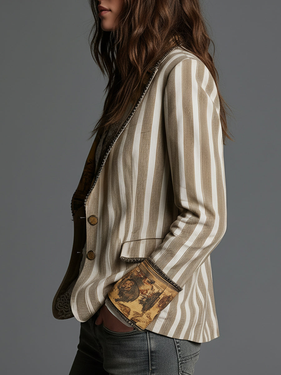 Giulia | Blazer Boho a Righe con Revers