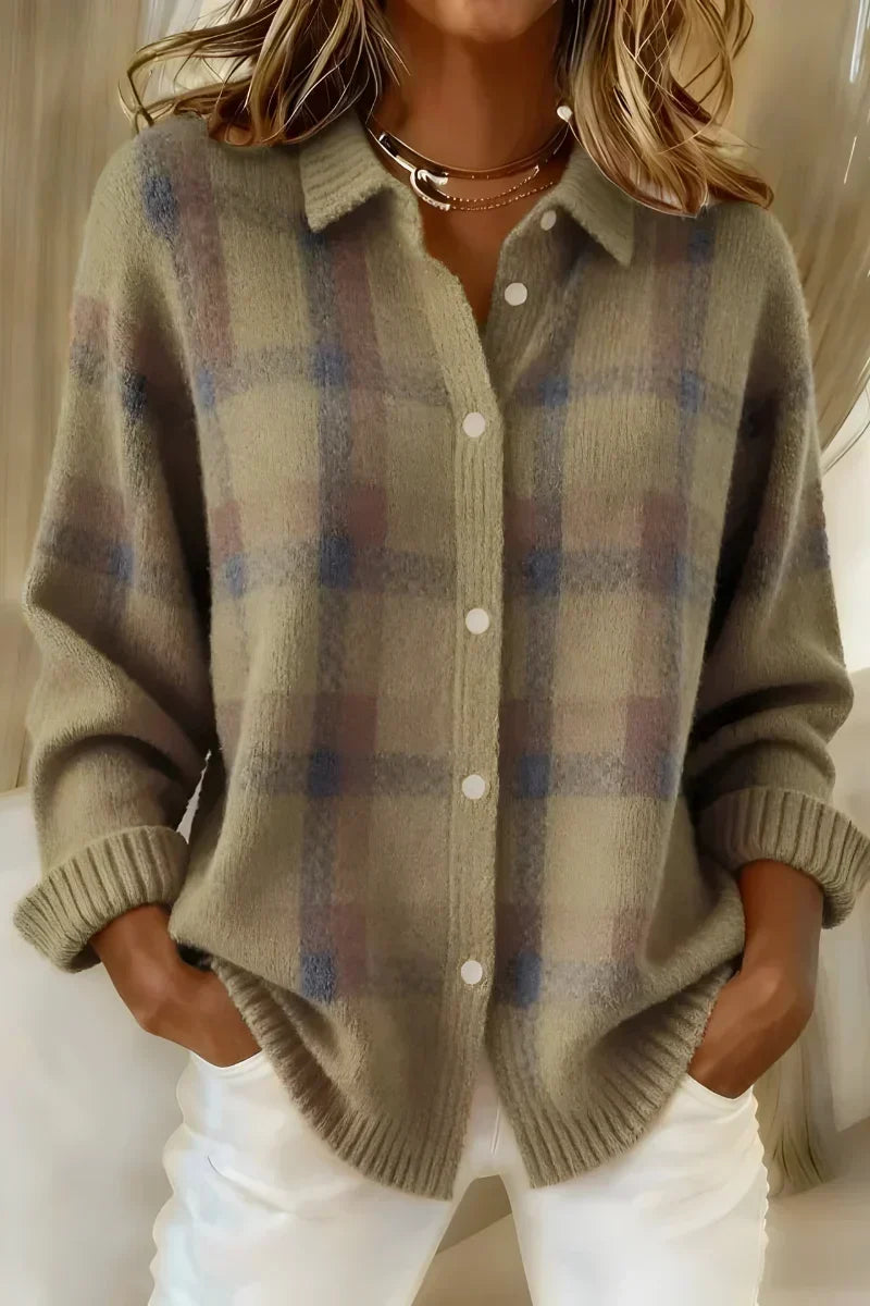 Marcella | Cardigan a Quadri Sfumato Autunnale