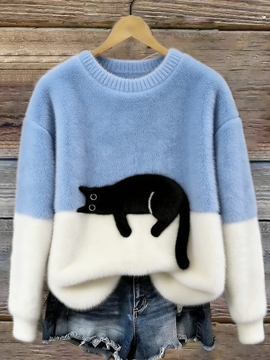 Cristina | Maglione Oversize Elegante con Gatto