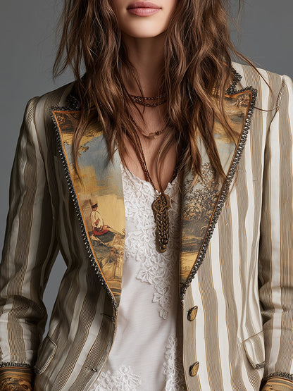 Giulia | Blazer Boho a Righe con Revers