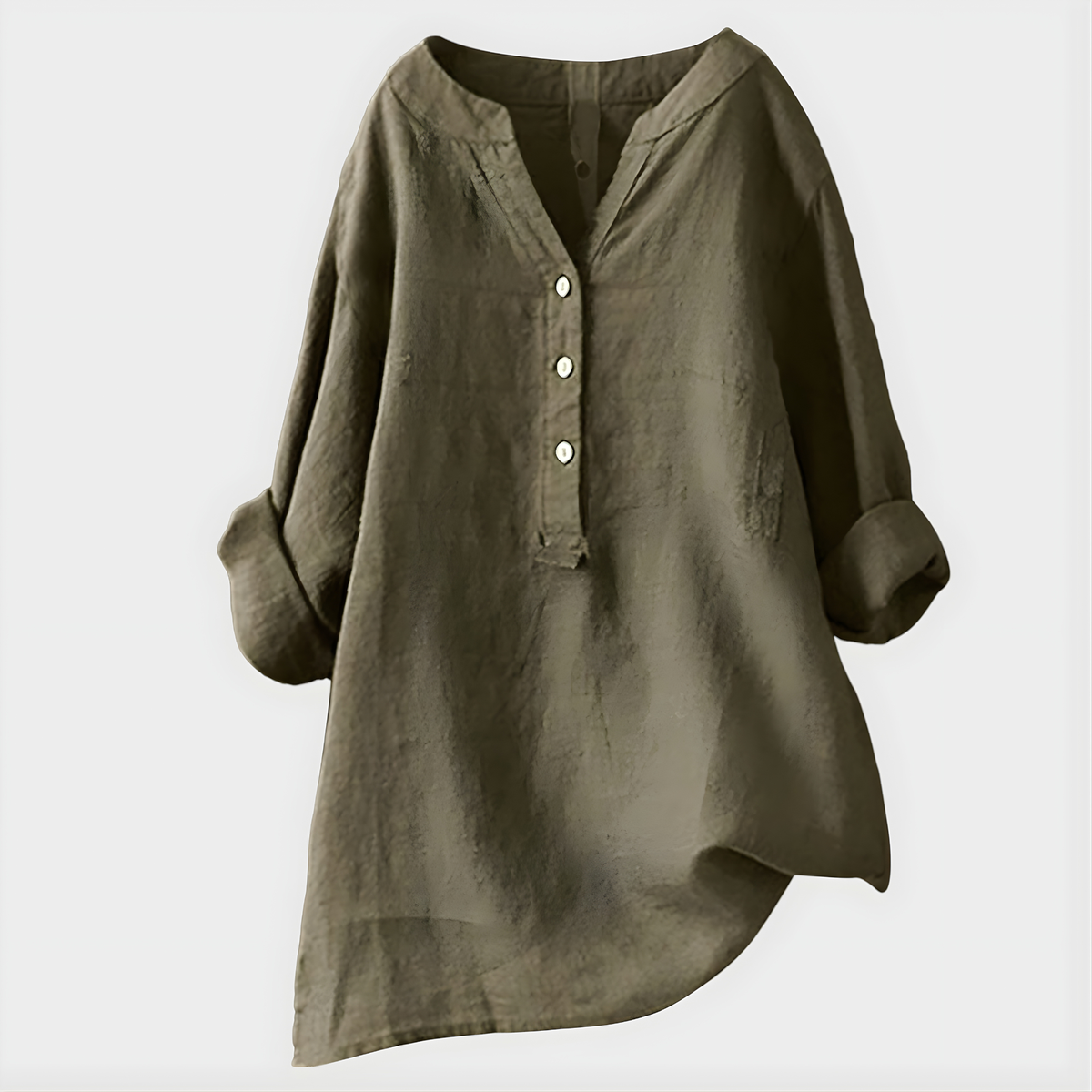 Chiara | Blusa Elegante in Cotone-Lino con Scollo a V