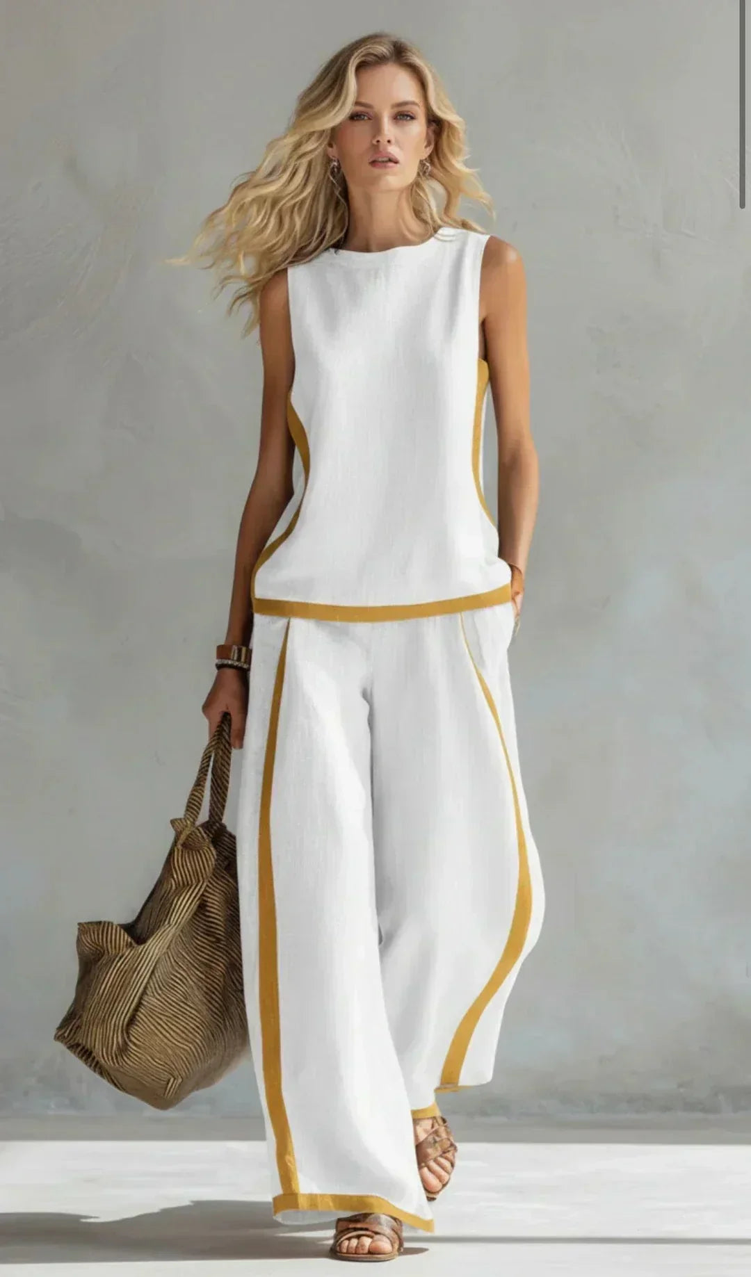 Ursula | Completo Gilet e Pantaloni Chic-Casual con Finiture Bicolore