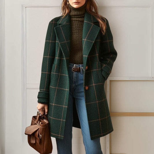 Graziella | Cappotto Lungo in Tweed a Quadri