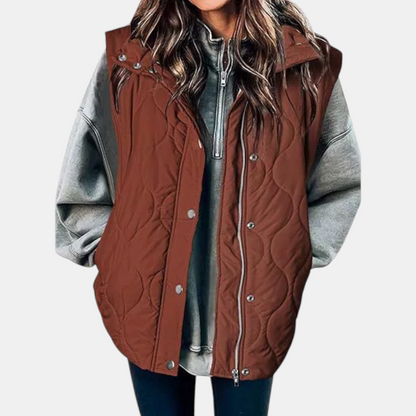 Manuela | Gilet Trapuntato con Zip e Bottoni