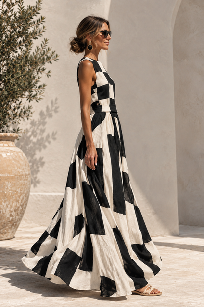 Elisa | Maxi Vestido Bicolor Patchwork