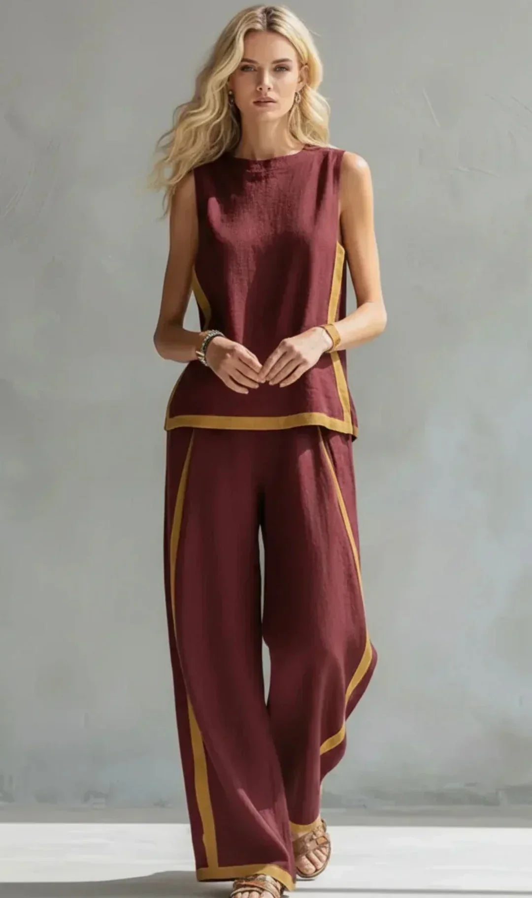 Ursula | Completo Gilet e Pantaloni Chic-Casual con Finiture Bicolore