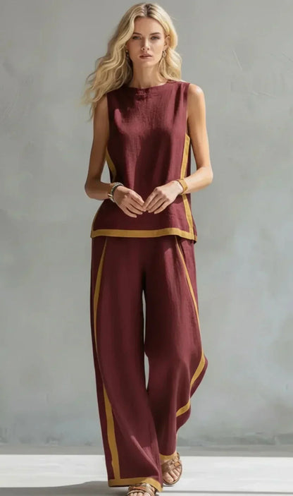 Ursula | Completo Gilet e Pantaloni Chic-Casual con Finiture Bicolore