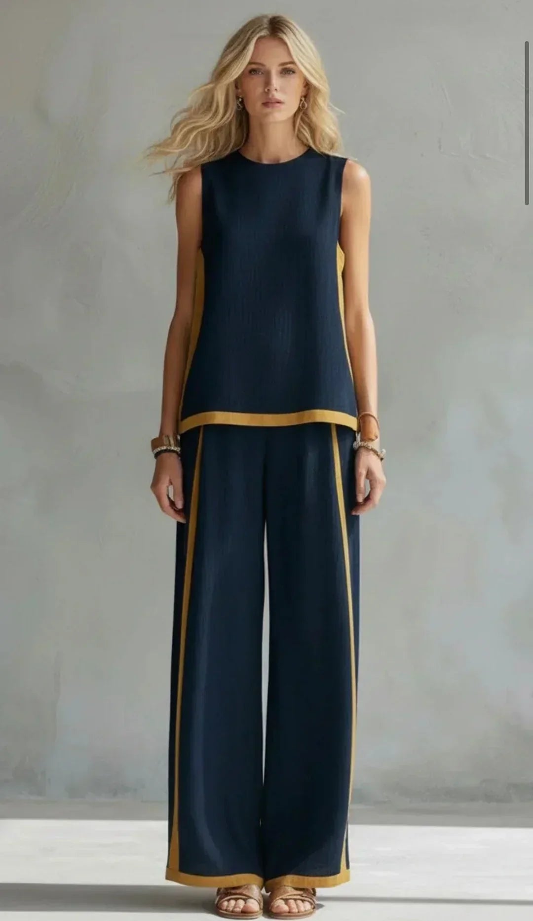 Ursula | Completo Gilet e Pantaloni Chic-Casual con Finiture Bicolore