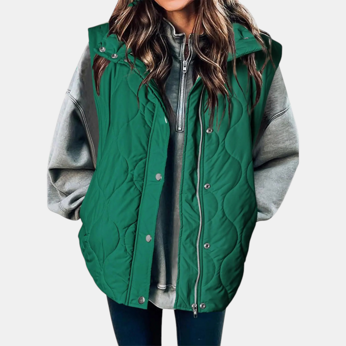 Manuela | Gilet Trapuntato con Zip e Bottoni