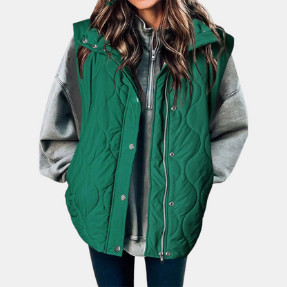 Manuela | Gilet Trapuntato con Zip e Bottoni