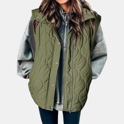 Manuela | Gilet Trapuntato con Zip e Bottoni