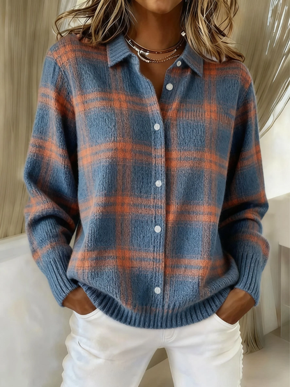Marcella | Cardigan a Quadri Sfumato Autunnale