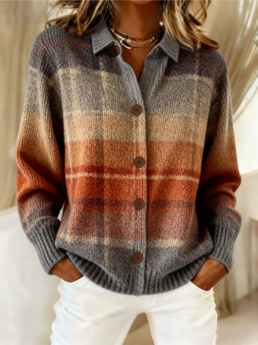 Marcella | Cardigan a Quadri Sfumato Autunnale