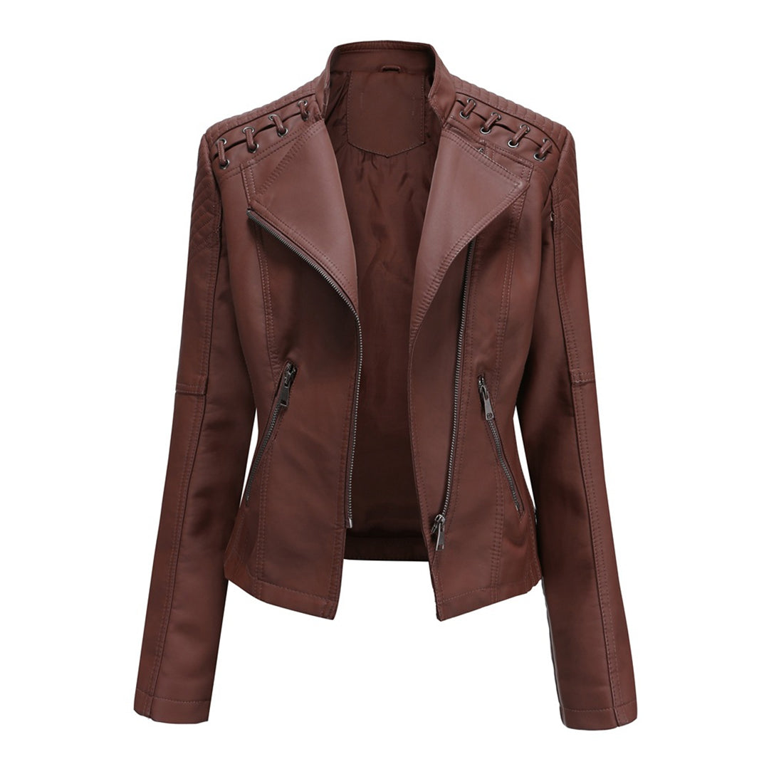 Serena | Giacca Trapuntata Biker Asimmetrica con Occhielli