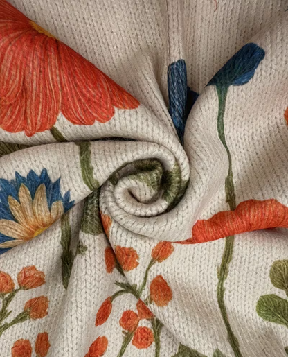 Ilaria | Cardigan con Zip Motivo Prato Fiorito