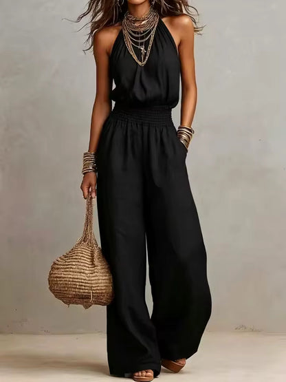 Federica | Tuta con Collo Halter e Pantalone Ampio