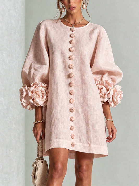 Patrizia | Minivestito a Fiori con Bottoni