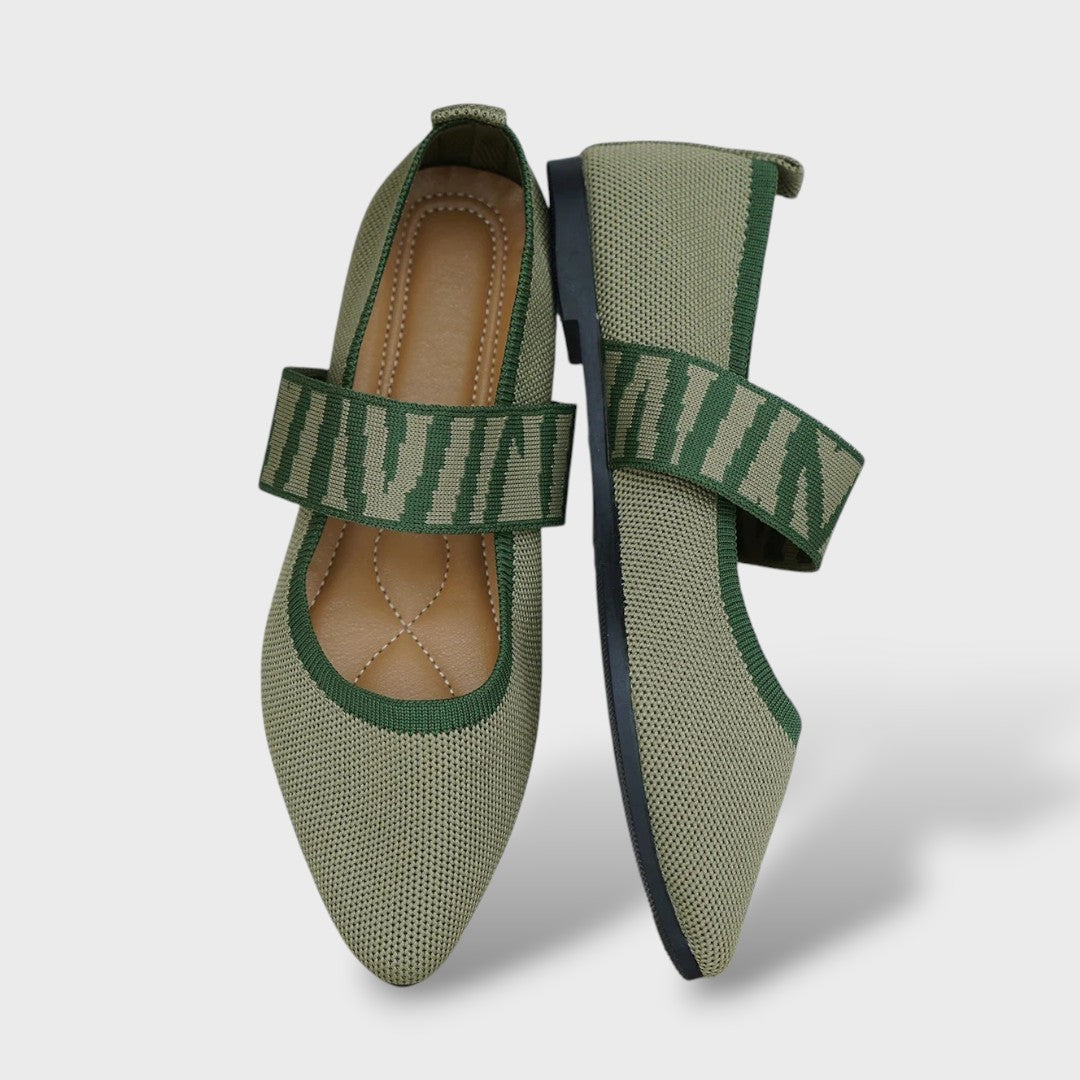 Bailarinas Ortopédicas Knit Cebra Correa Pointed Toe