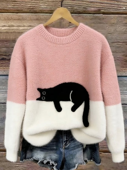 Cristina | Maglione Oversize Elegante con Gatto
