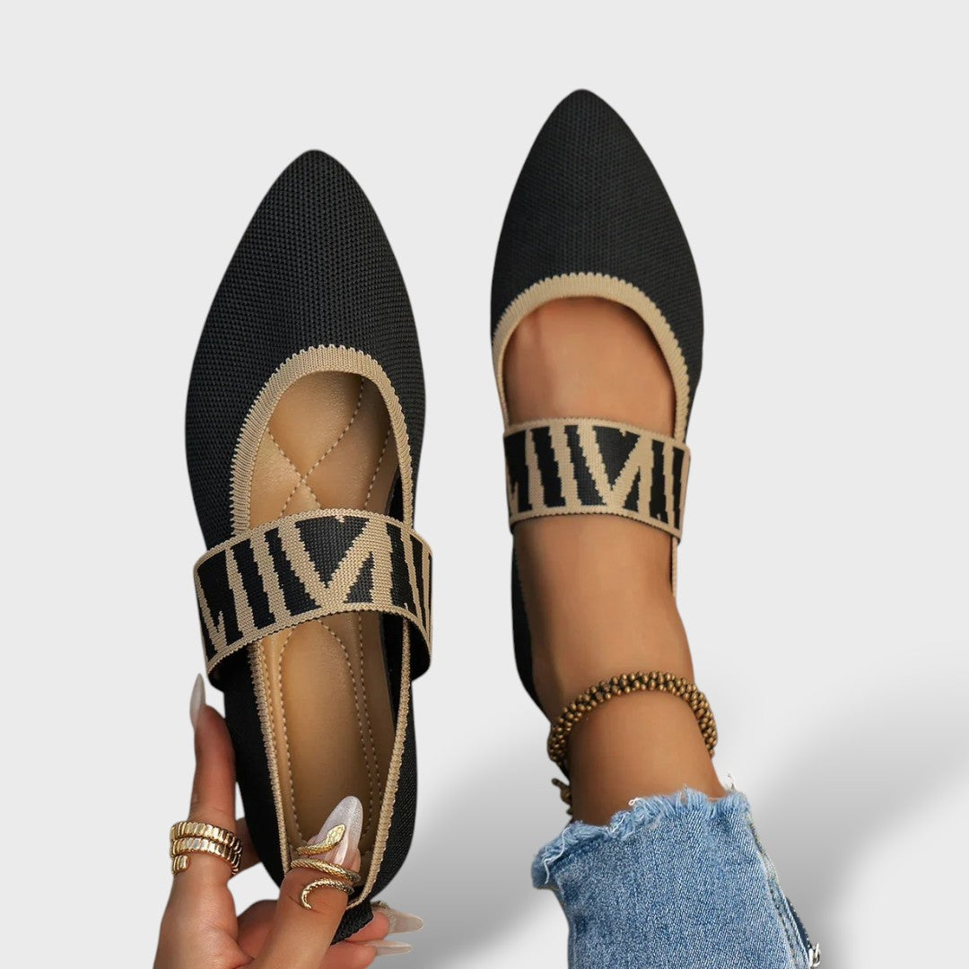 Bailarinas Ortopédicas Knit Cebra Correa Pointed Toe