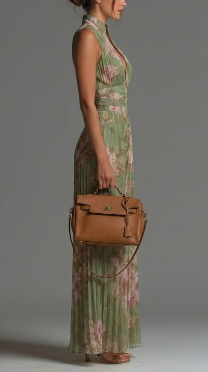 Viola | Tuta in chiffon floreale plissé dal fascino romantico e mediterraneoV