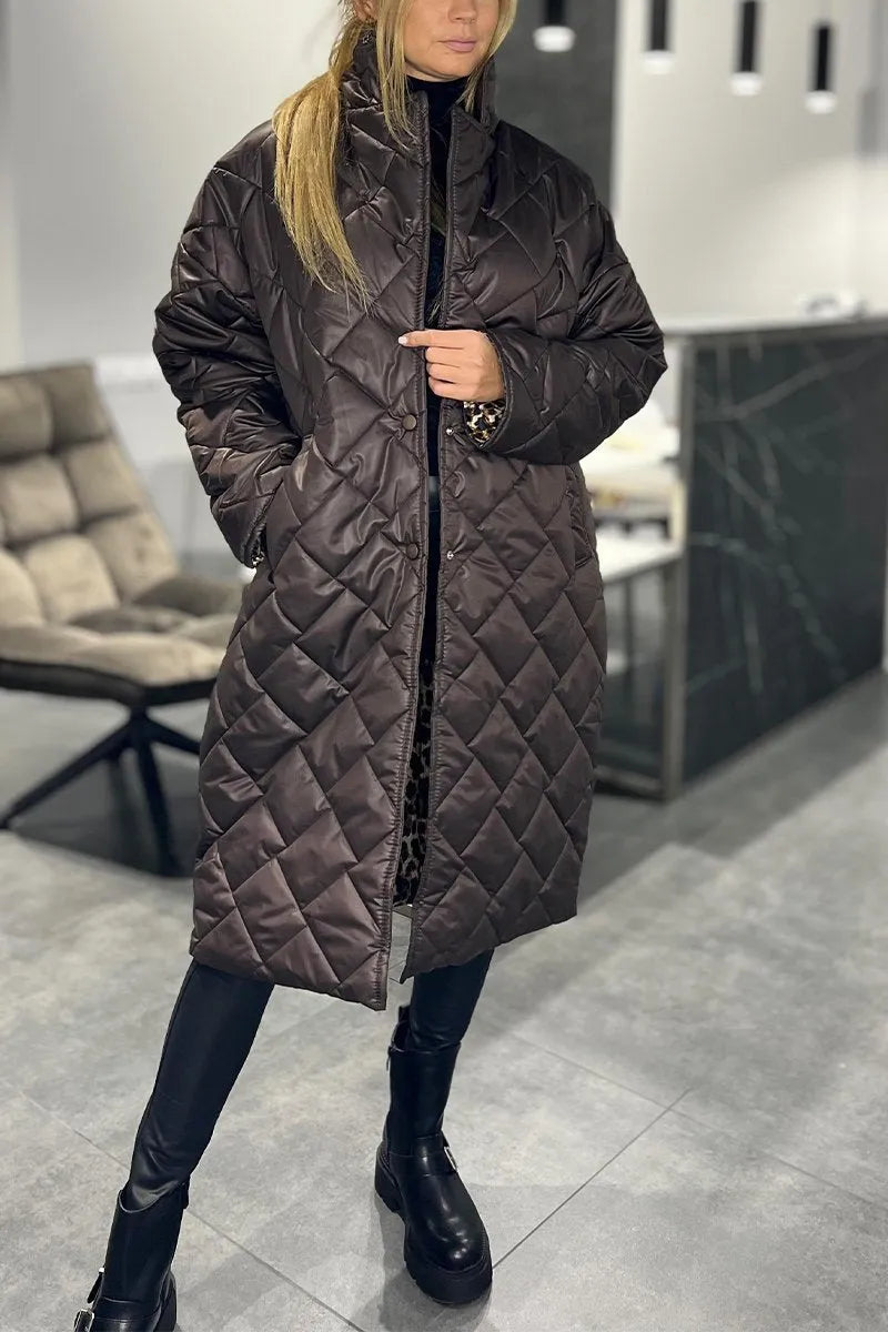 Fabiana | Cappotto Trapuntato Reversibile con Stampa Leopardata