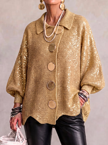 Eleonora | Cardigan Oversize con Bottoni Metallici Grandi