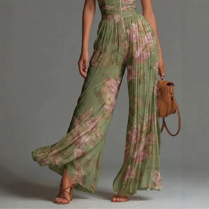 Sofia | Tuta Plissettata in Chiffon Floreale per Donna