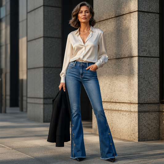 Roberta | Jeans a Zampa Vita Alta Strappati