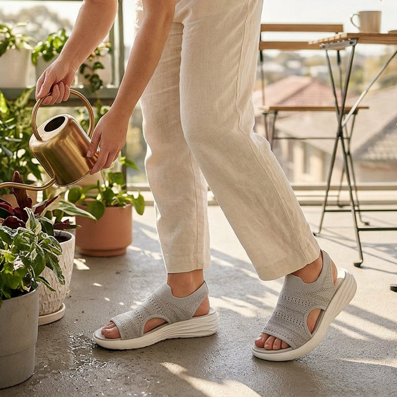 Ornella | Sandali con Plateau in Materiale Traspirante