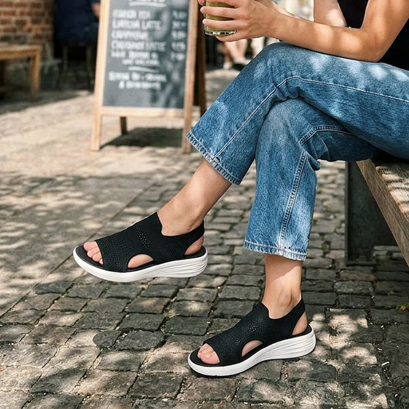 Ornella | Sandali con Plateau in Materiale Traspirante