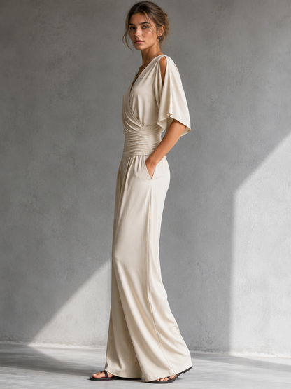Zeni | Tuta Elegante a Portafoglio con Gambe Larghe